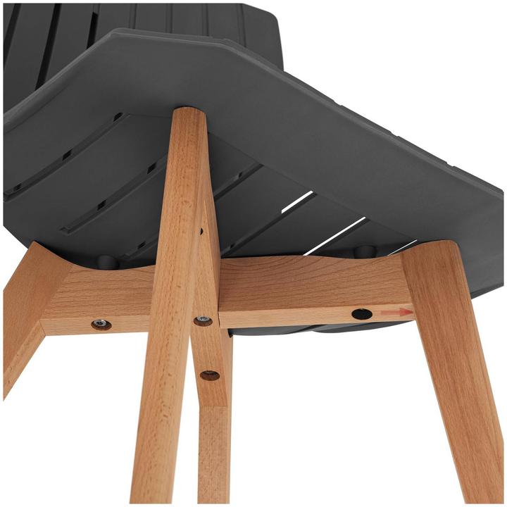 Produktbild Fromm & Starck Stuhl 2er Set bis 150 kg Lehnstuhl Kunststoff Holzbeine Buche grau Designstuhl