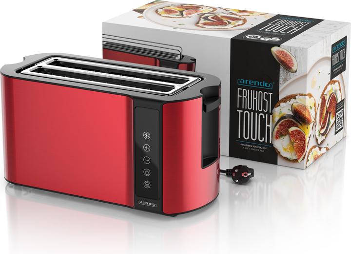 Image du produit Arendo Grille-pain en acier inoxydable 4 tranches à fente longue, support à petits pains, écran avec