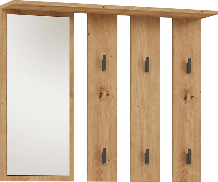 Topeshop Hanger + mirror PARMA 100x15x.81 5 cm handcrafted oak (1 x)