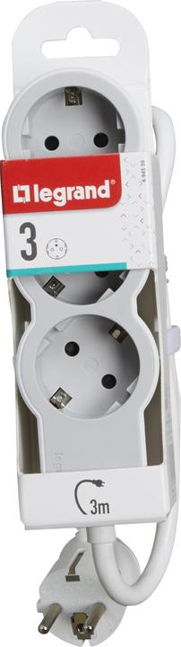 Actual product image Legrand Flat socket strip 3x socket, 3 metre cable white-grey 694559 (3 x, CEE 32/3, 3 m)