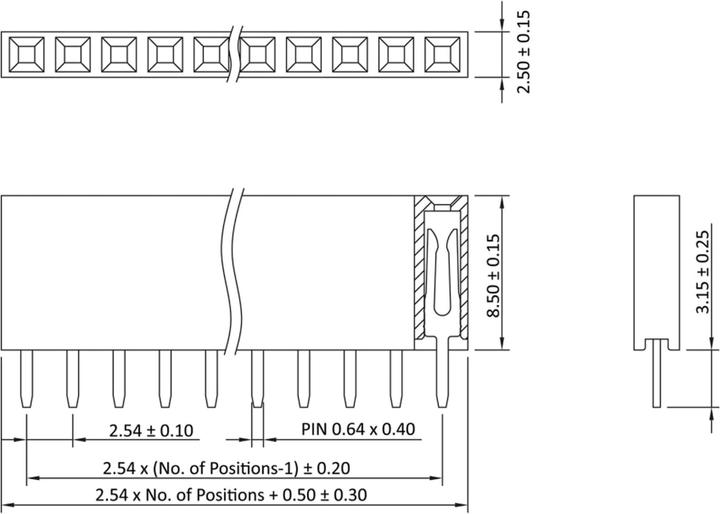 Nährwerte und Zutaten CONNFLY ELECTRONIC Buchsenleiste, vergoldet, 1x 3-polig