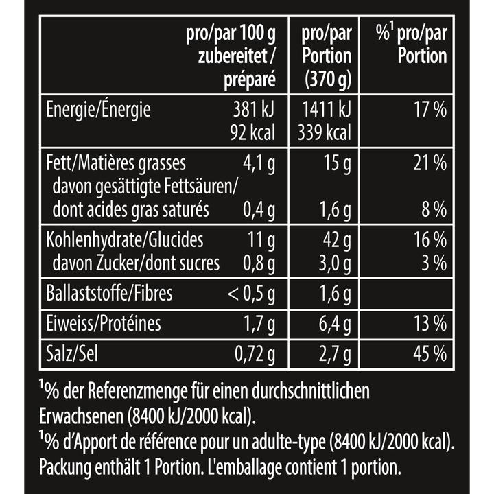 Valori nutrizionali e ingredienti Knorr Asia Noodles Vegetable pouch, noodles asiatici istantanei con verdure, preparati in 3 minuti (70 g)
