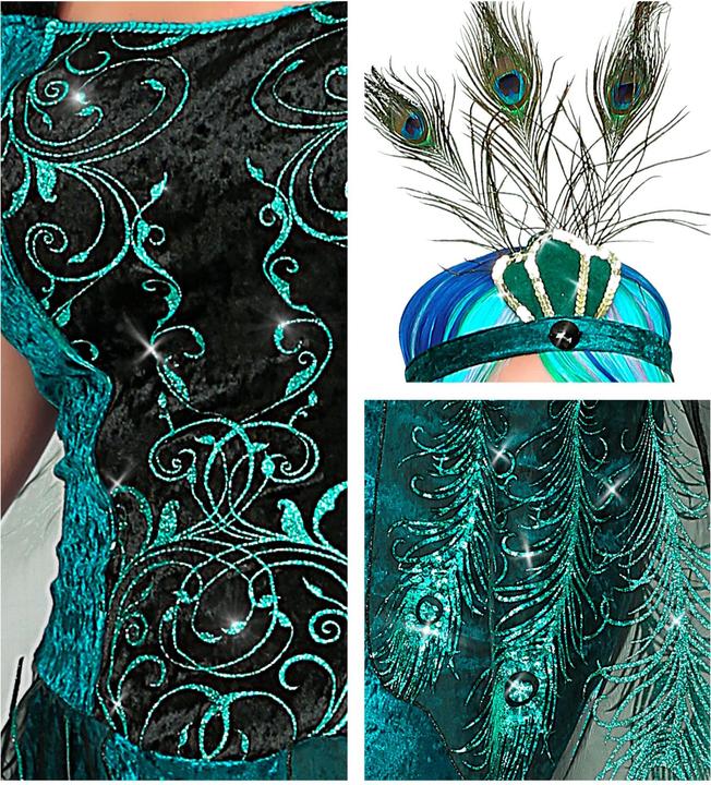 Produktbild Widmann PFAU (Kleid mit Pfauenfeder Schleier, Armstulpen, Kopfschmuck), XS (XS)