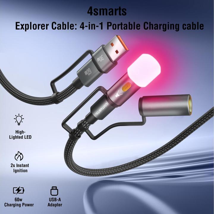 Actual product image 4smarts 4in1 USB-C cable set Explorer (1 m, USB 2.0, 60 W)