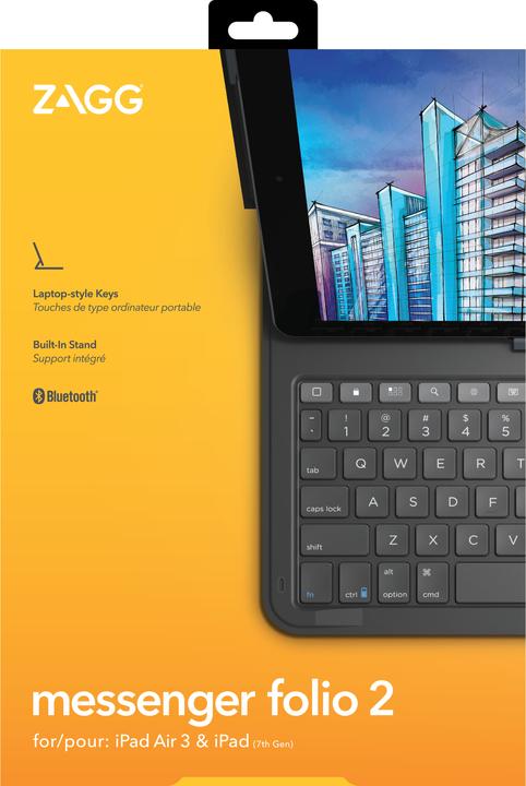 Actual product image Zagg Messenger Folio 2 (CH, iPad 2021 (9th Gen), iPad 2019 (7th gene), iPad 2020 (8. Gen), iPad Air 2019 (3. Gen))
