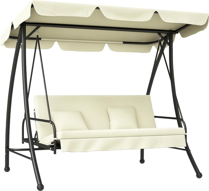 Outsunny Hollywoodschaukel Metall, Polyester Cremeweiss