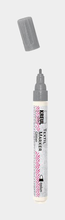 Produktbild Kreul Stoffmalstift, Textilmarker Javana texi mäx Glitter für helle und dunkle Stoffe (Silber, 4 mm)