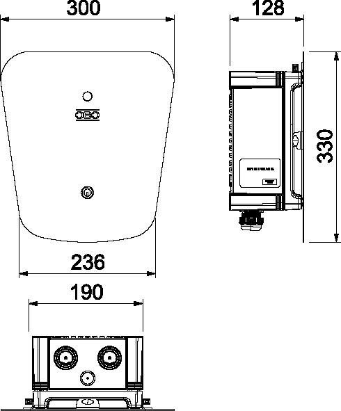 Produktbild OBO Bettermann Wallbox WB AC BL KS Key 330x300x127 sw PC (Typ 2, 22 kW)