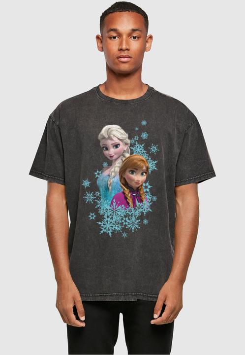 Actual product image Absolute Cult Frozen - Elsa And Anna Sisters Acid Washed Oversize Tee - 116887 (L)
