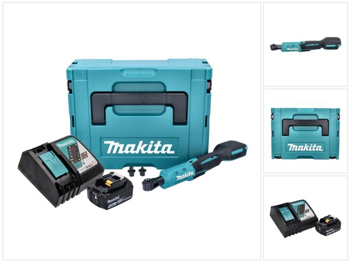Makita DWR 180 RM1J Battery ratchet screwdriver 18 V 47.5 Nm 1/4" 3/8" + 1x battery 4.0 Ah + charger + (1/4", 3/8")