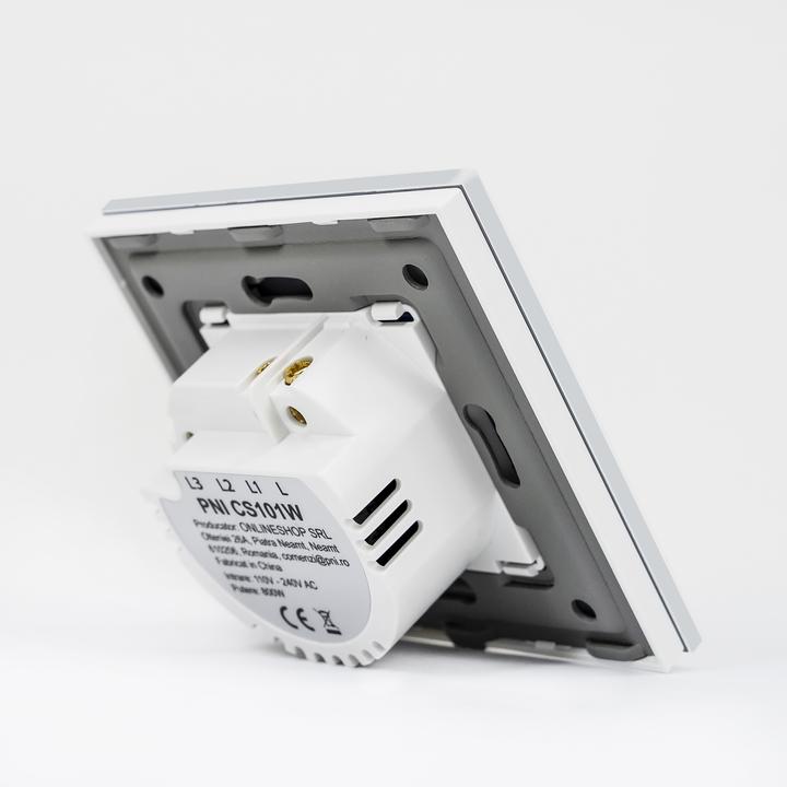 Produktbild PNI Einfacher Leiterschalter und Kreuzschalter mit Touch CS101W aus Glas, weiss mit LED-Anzeige, 800W