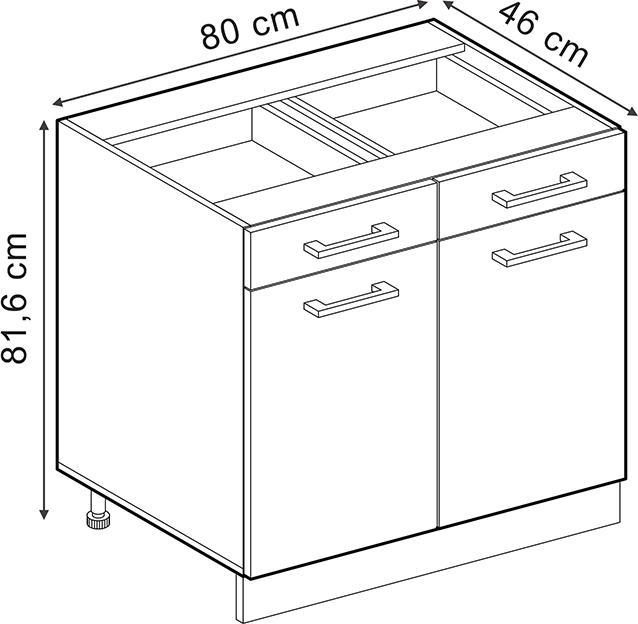 Produktbild Vicco Küchenunterschrank R-Line, Weiss Landhaus/Goldkraft Eiche, 80 cm AP Marmor