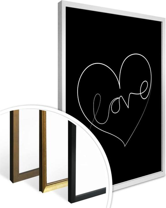 Produktbild Trenddeko Hariri - Love Lines - Schwarz-Weiss (50 x 60 cm)
