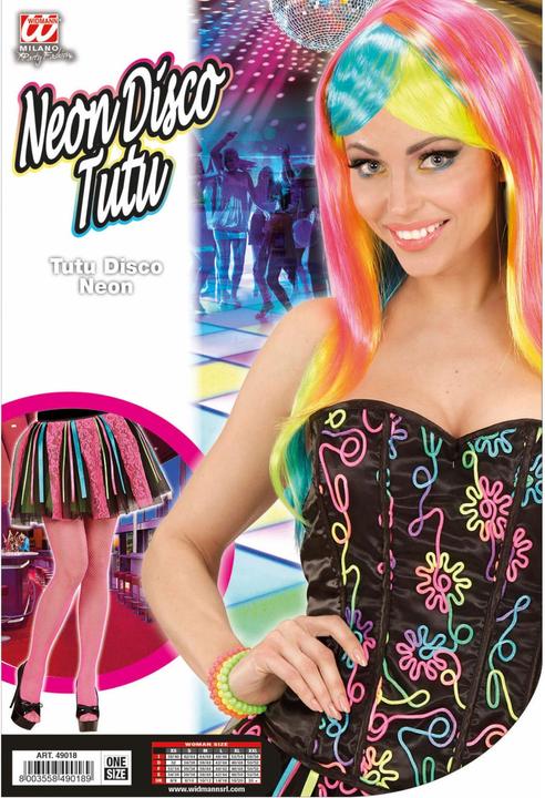 Produktbild Widmann NEON DISCO TÜTÜ MIT MULTICOLOR SATIN BÄNDERN UND ROSA RIEMEN, One Size Fits Most Adult (One Size)