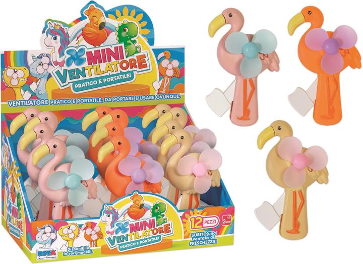 Actual product image Rs Toys Mini Ventilatore Fenicottero 3 Colouri Ass. In Display 12 Pz
