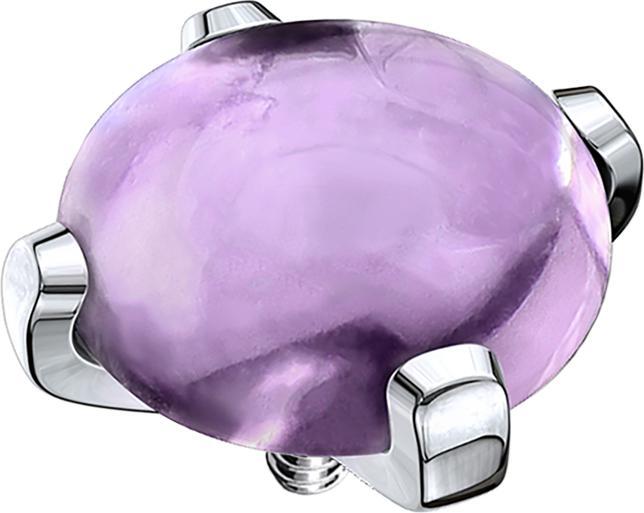 Actual product image Star Piercing Dermal anchor dome with amethyst stone (without brass, Surgical steel 316L, Mineral)