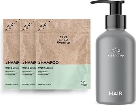 Kleandrop Pulver,Hair Care Starter Set Trio (200 ml, Flüssiges Shampoo)