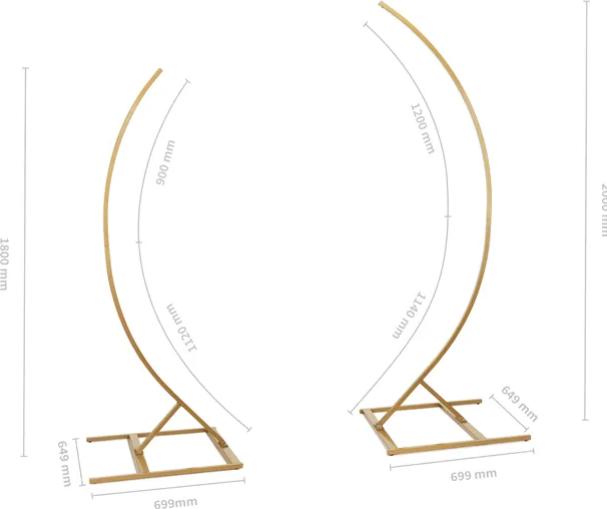 Nutritional values and ingredients Partydeco Stand with 2 half arches, 200cm and 180cm - set, gold