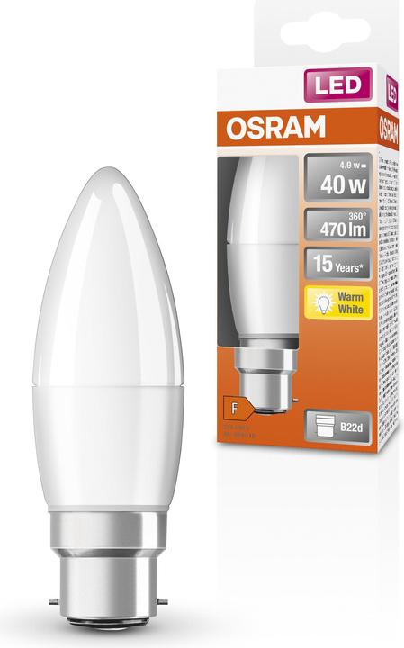 Image du produit Osram LED STAR CLASSIC B 40 FR 4.9 W/2700 K B22d (B22d, 4.90 W, 470 lm, 1 x, F)