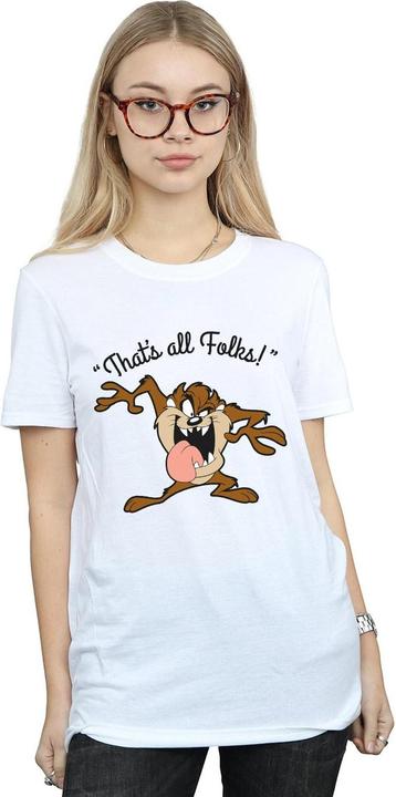 Actual product image Looney Tunes Womens/Ladies That's All Folks Taz Cotton Boyfriend T-Shirt (XXL)