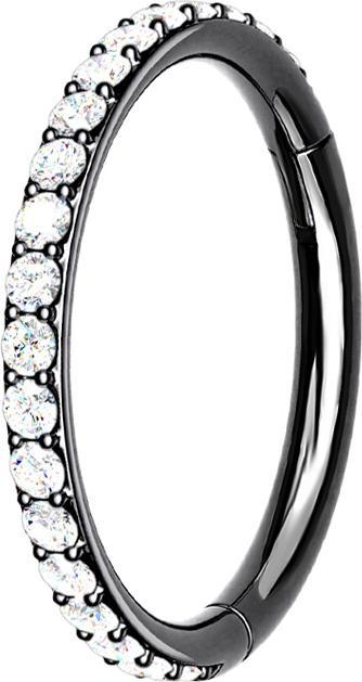 Produktbild Star Piercing Micro Segmentring klappbar schwarz seitlich Kristalle silber (ohne Messing, Chirurgenstahl 316L)