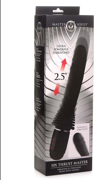 Actual product image Master Series 10X Thrust Master Vibrating and Thrusting Dildo with Handle