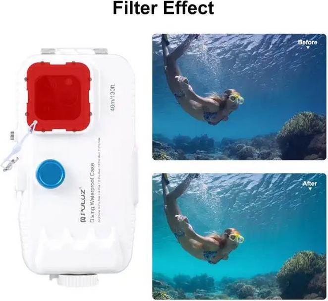Immagine prodotto PhoneLook Coque Protection étanche PULUZ pour plongée et snorkeling à 40M grade IPX8 universelle (small) (Apple iPhone 15)