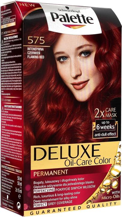 Actual product image Palette Deluxe Oil-Care Hair Dye Permanently Colouring From Micro-Oil 575 Intense Red (575 Intense Red)