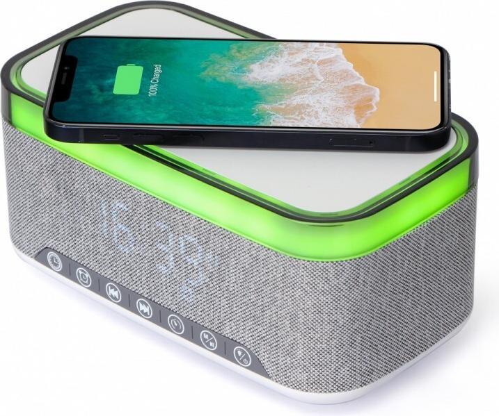 Produktbild Gembird MOBILE CHARGER WRL&ALARM CLOCK/DAC-SPKBT-QC15-GR (FM, Bluetooth)