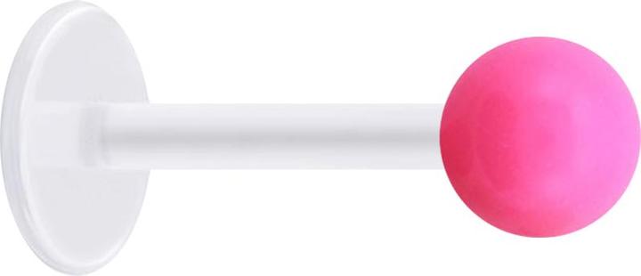 Actual product image Star Piercing Micro Labret transparent with ball neon pink (Acrylic, without brass, Bioflex)