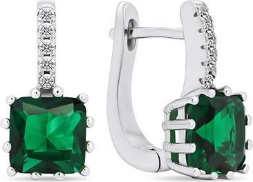 Brilio Silver - Original silver earrings with green zircons EA670WG