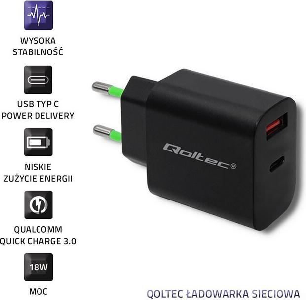 Actual product image Qoltec Charger 20W 5-12V 1.67-3A (18 W)