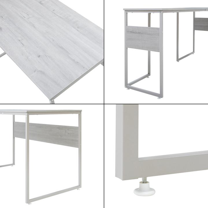 Produktbild En.Casa Schreibtisch Karlstang L-förmig 166x120x75 cm Hellgrau