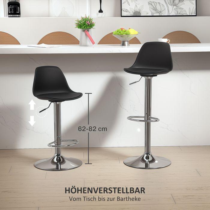 Produktbild Swisshandel24 Barhocker 2er Set, Gepolstert Barstuhl mit Stahlgestell, Lehne für Küche Schwarz
