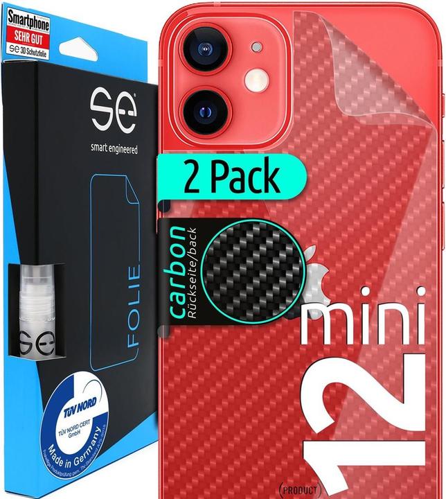 Smart Engineered 2x3D back protector for Apple iPhone 12 mini carbon (SE0-B0104-0141-20-M) (2 pièce(s), Apple iPhone 12 mini)