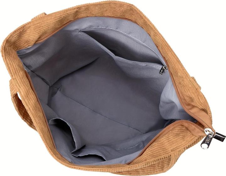 Immagine prodotto Only-Bags.Store Borsa a tracolla in velluto a coste, tote bag monocromatica minimalista, borsetta portaoggetti in