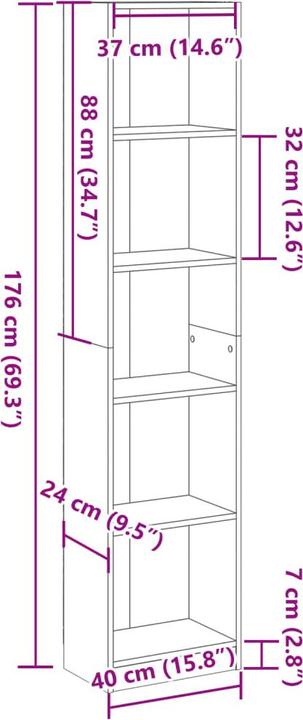Produktbild VidaXL Claiborn (60 x 24 x 176 cm)