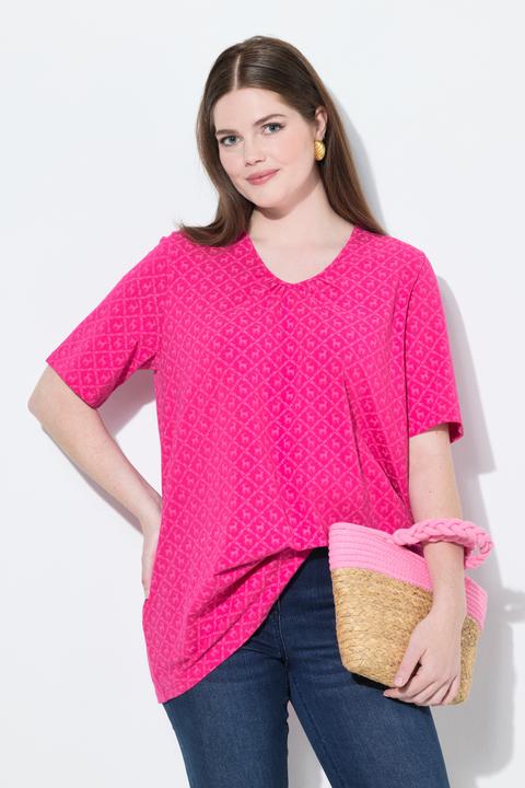 Produktbild Ulla Popken T-Shirt, Trachtenmuster, A-Linie, V-Ausschnitt, Halbarm (62)