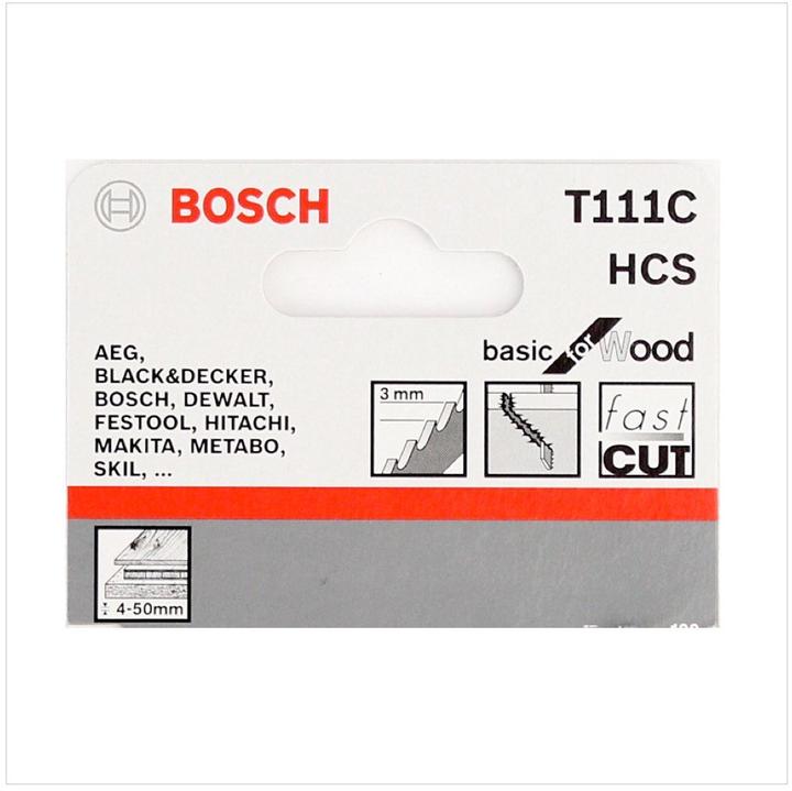 Image du produit Bosch Professional Zubehör Lame de scie sauteuse T 111 C Basic for Wood, pack de 5