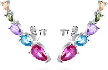 Agato - Silver long earrings with colored zircons AGT-E133PC