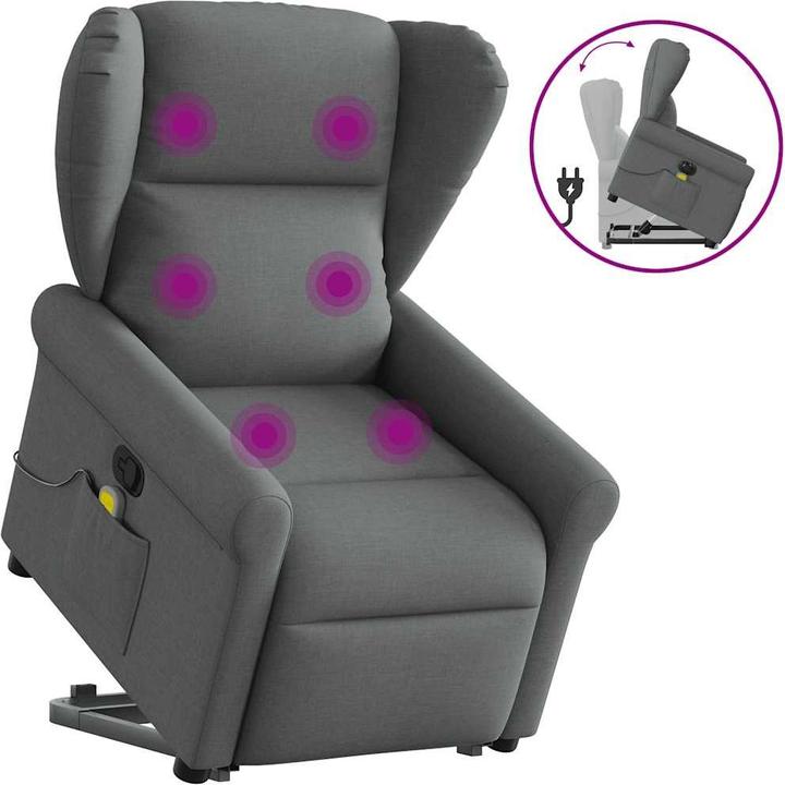 Actual product image VidaXL Massage chair with stand-up aid dark grey fabric