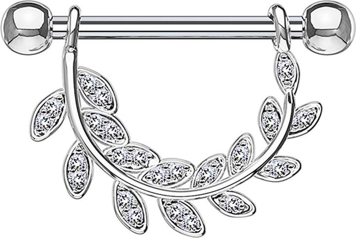Star Piercing Barbell hängende Kristallblätter silber (Chirurgenstahl 316L, Messing)