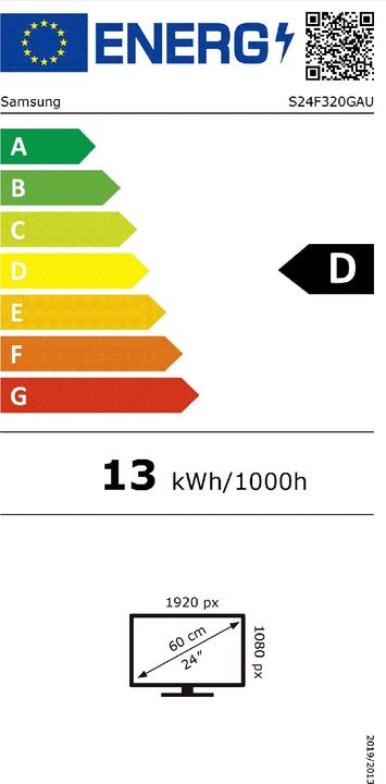 Energy Label Samsung Monitor LS24F320GAUXEN 24" Essential Monitor 1920x1080/16:9/250cd/m2/HDMI (1920 x 1080 pixels, 24")