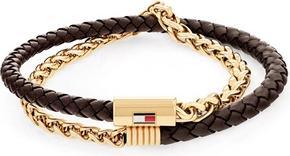Tommy Hilfiger Double leather and gold-plated steel bracelet 2790563