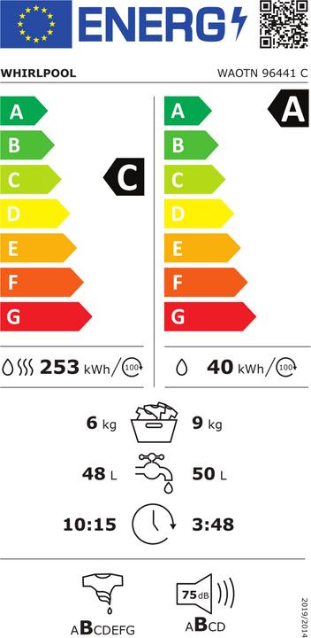 Label énergétique Whirlpool WAOTN 96441 C (Fiche CH)