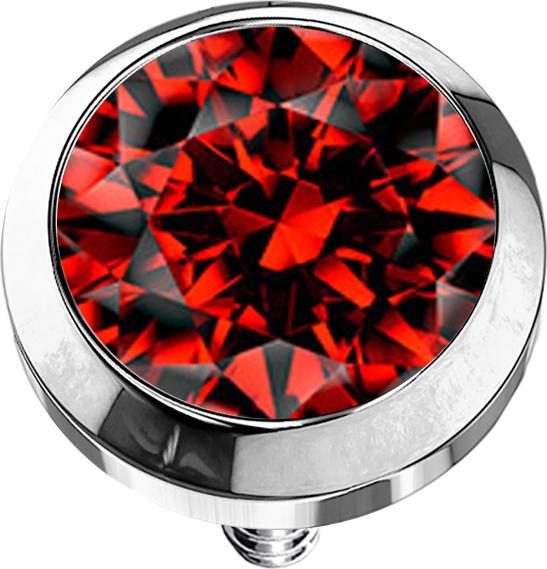 Star Piercing Dermal Anchor silber mit Kristall rot (Chirurgenstahl 316L, ohne Messing)