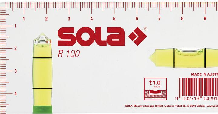Actual product image Sola Small spirit level R100 Dimensions 100 x 50 x 15 mm (5 cm)
