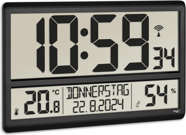 TFA Digital Funk-Wanduhr mit Hygrometer