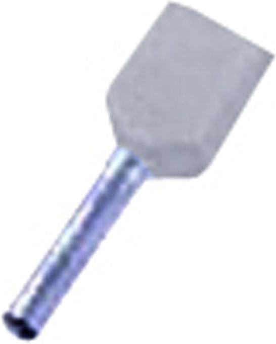 Intercable Isoleret dobbelt terminalrør grå 2x0,75mm2 L=8mm - (100 stk.)
