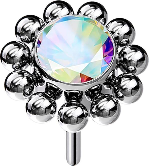 Actual product image Star Piercing Threadless silver ball flower crystal multicolour (without brass, Titanium G23)
